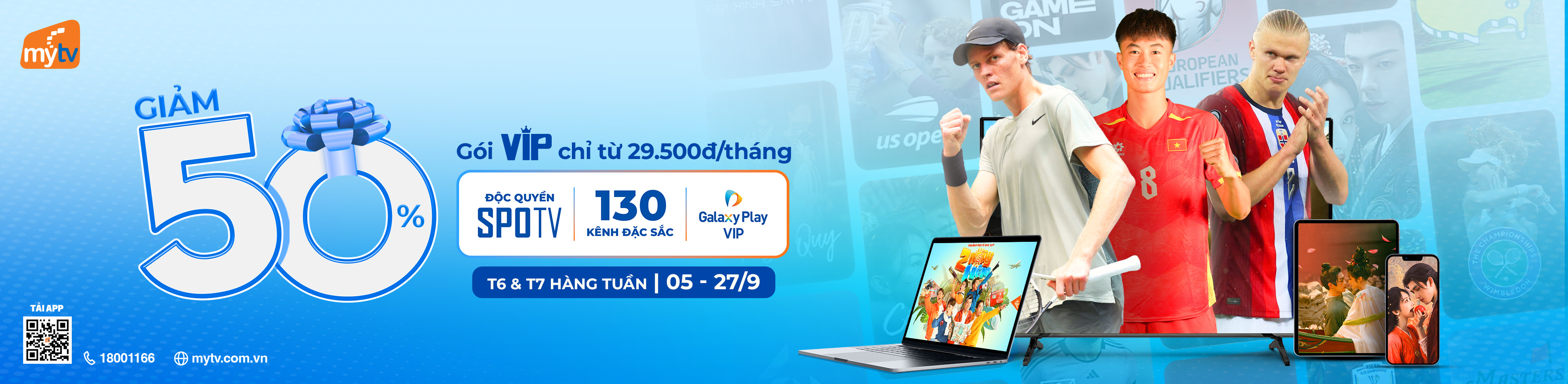GIẢM 50% GÓI CƯỚC TRUYỀN HÌNH MYTV MOBILE THÁNG 9.2025