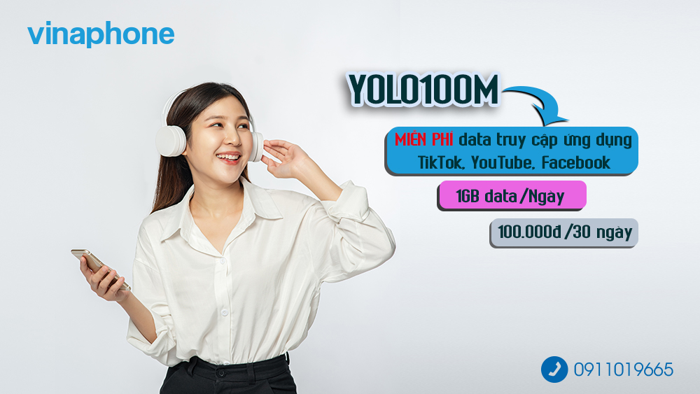 Gói cước YOLO100M miễn phí data khi truy cập các ứng dụng TikTok, YouTube, Facebook