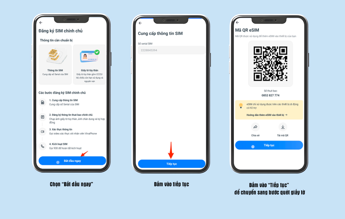 Hướng dẫn cách đặt mua và kích hoạt eSIM VinaPhone 100% Online