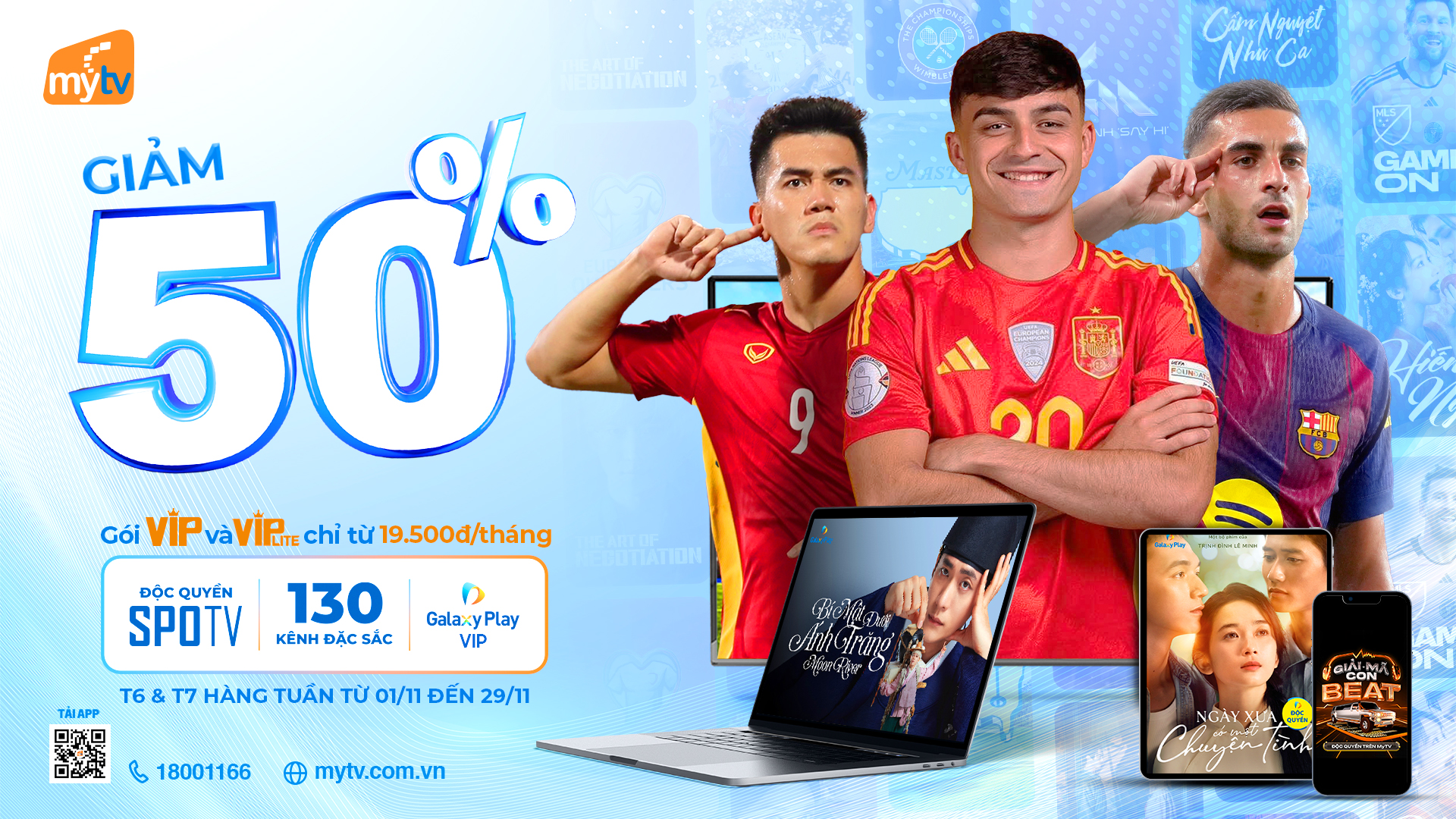 MyTV ưu đãi 50% tháng 11 – Đại tiệc giải trí cuối năm dành cho mọi nhà mạng