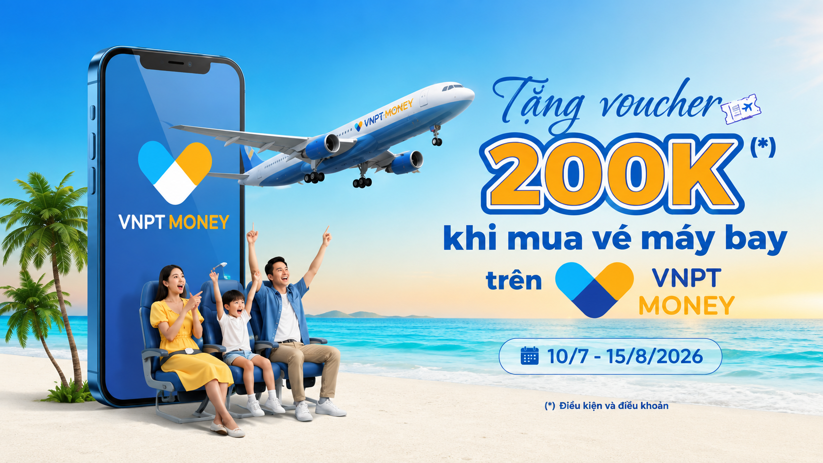 Bay thả ga, quà thả ví - Nhận voucher 200.000đ trên VNPT Money