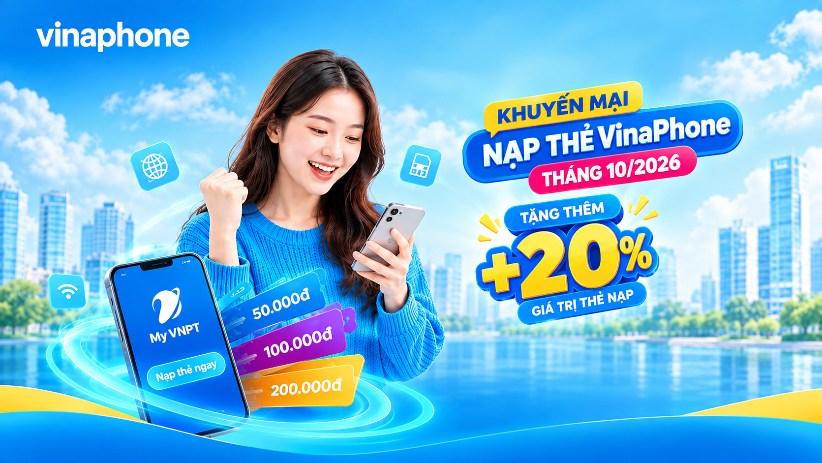 Khuyến mại nạp thẻ VinaPhone tháng 10.2026