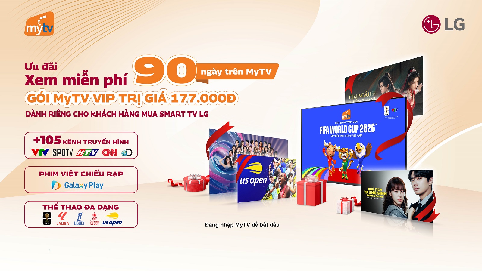 Mua Smart TV LG, MyTV tặng 3 tháng gói VIP để tận hưởng trọn vẹn World Cup 2026