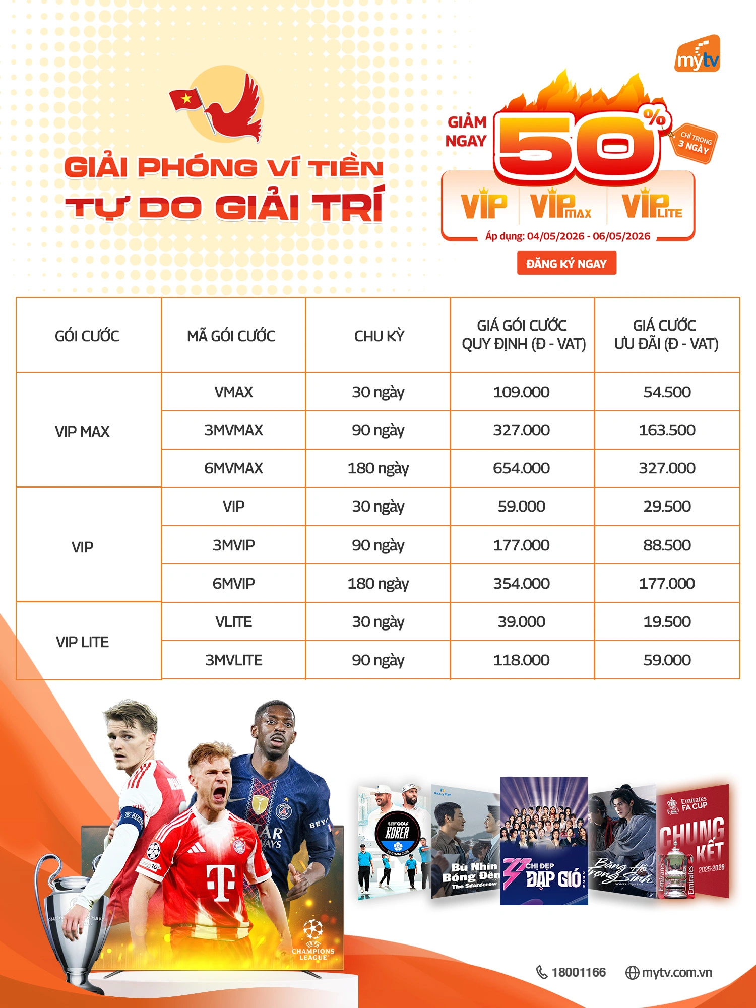 MyTV ưu đãi 50% gói cước
