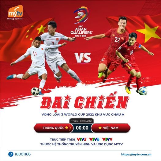 Trực tiếp Việt Nam – Trung Quốc vòng loại 3 WC 2022 trên MyTV OTT