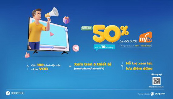 Truyền hình MyTV siêu sale cuối năm, giá chỉ từ 10.000đ/tháng